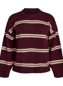 Strickbluse mit doppelten Kontraststreifen