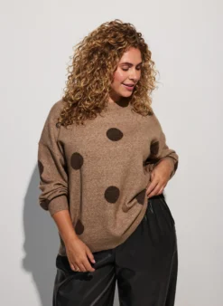 Strickbluse mit gepunktetem Muster
