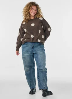Strickbluse mit gepunktetem Muster