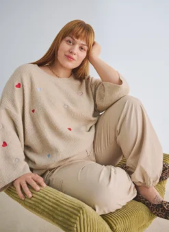 Strickbluse mit Herzen und 3/4-Ärmeln
