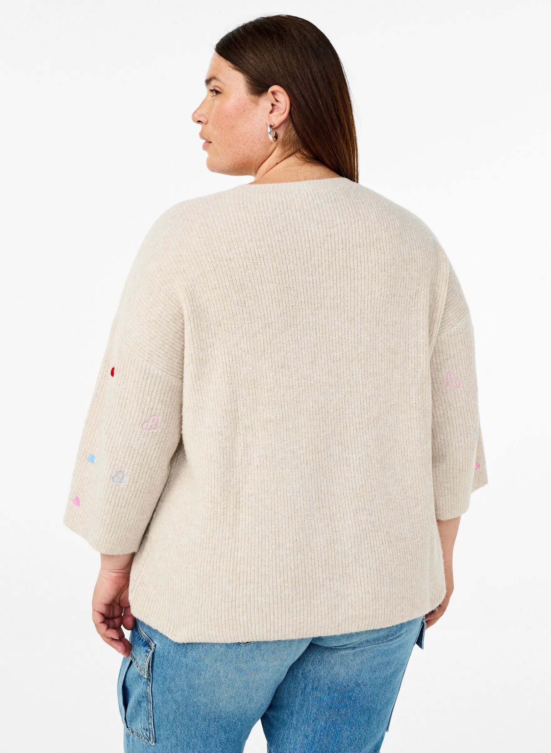 Strickbluse mit Herzen und 3/4-Ärmeln