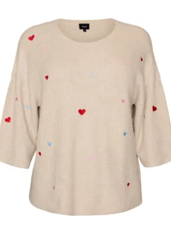 Strickbluse mit Herzen und 3/4-Ärmeln