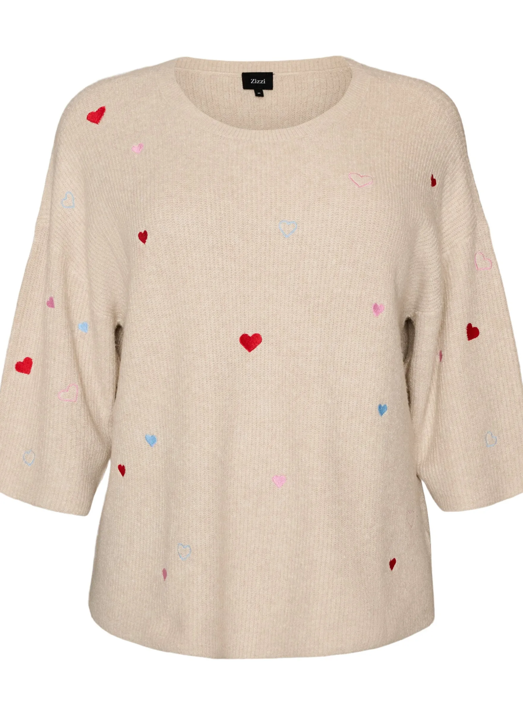 Strickbluse mit Herzen und 3/4-Ärmeln