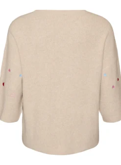 Strickbluse mit Herzen und 3/4-Ärmeln