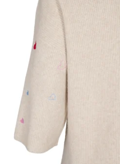 Strickbluse mit Herzen und 3/4-Ärmeln