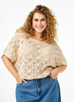 Strickbluse mit kurzen Fledermausärmeln