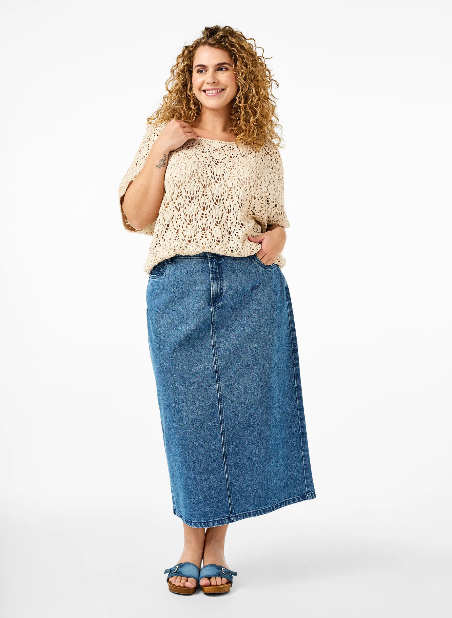 Strickbluse mit kurzen Fledermausärmeln