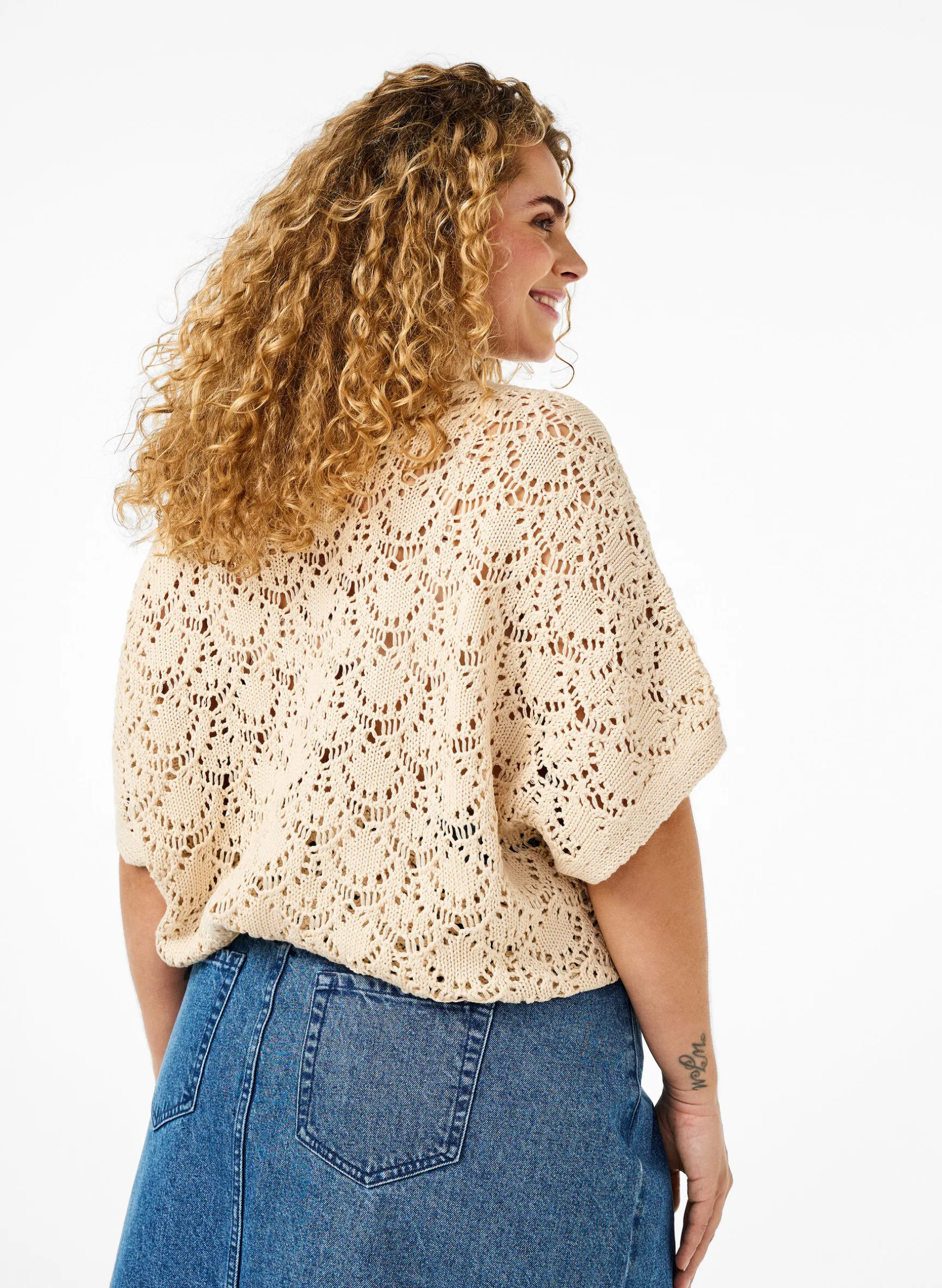 Strickbluse mit kurzen Fledermausärmeln