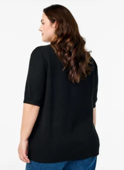 Strickbluse mit kurzen Ärmeln