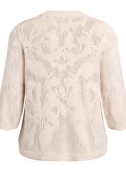 Strickbluse mit Lochmuster und 3/4-Ärmeln
