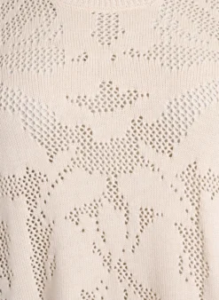 Strickbluse mit Lochmuster und 3/4-Ärmeln