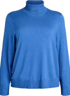 Strickbluse mit Rollkragen und seitlichen Knöpfen