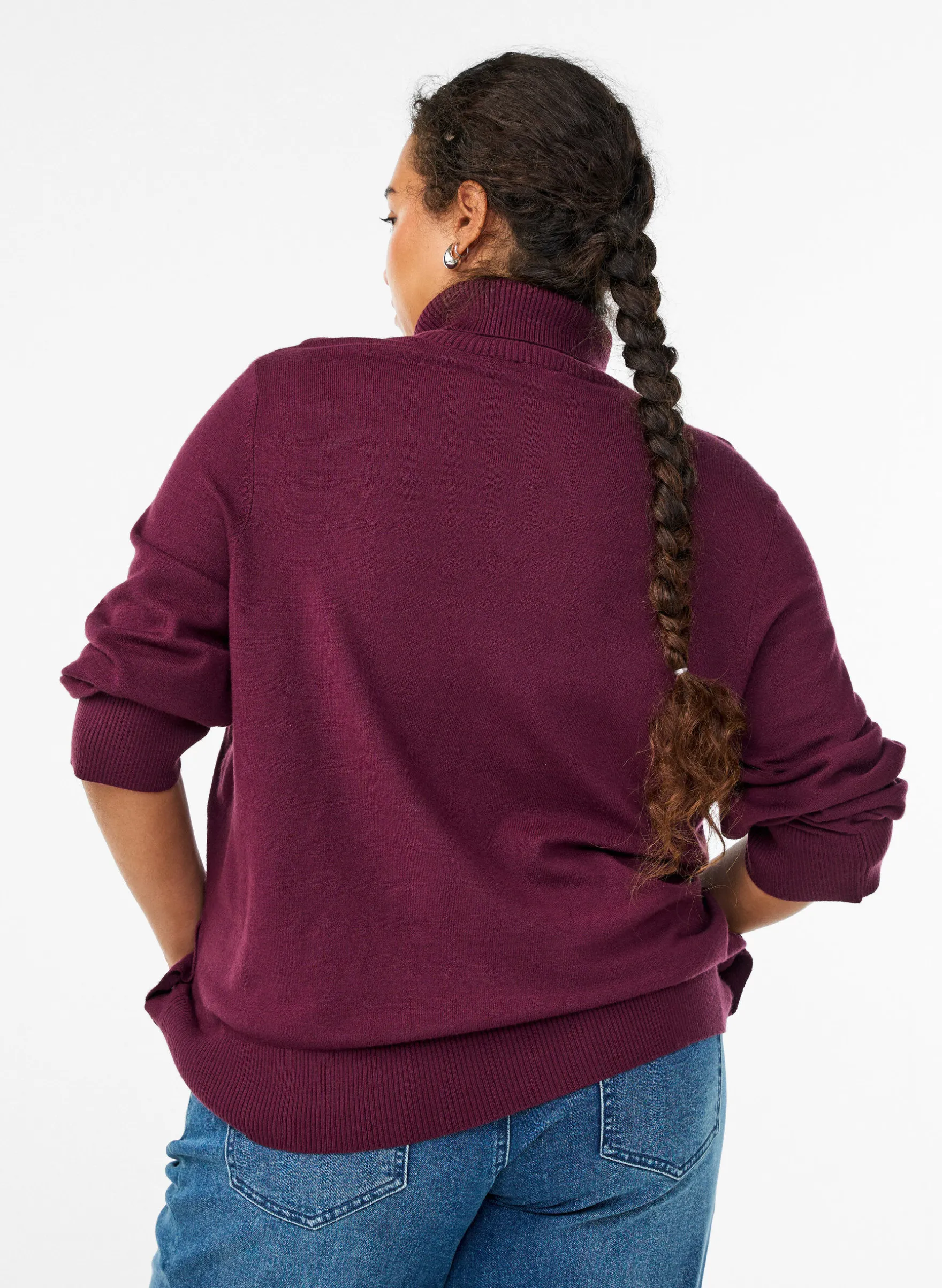 Strickbluse mit Rollkragen und seitlichen Knöpfen