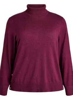 Strickbluse mit Rollkragen und seitlichen Knöpfen