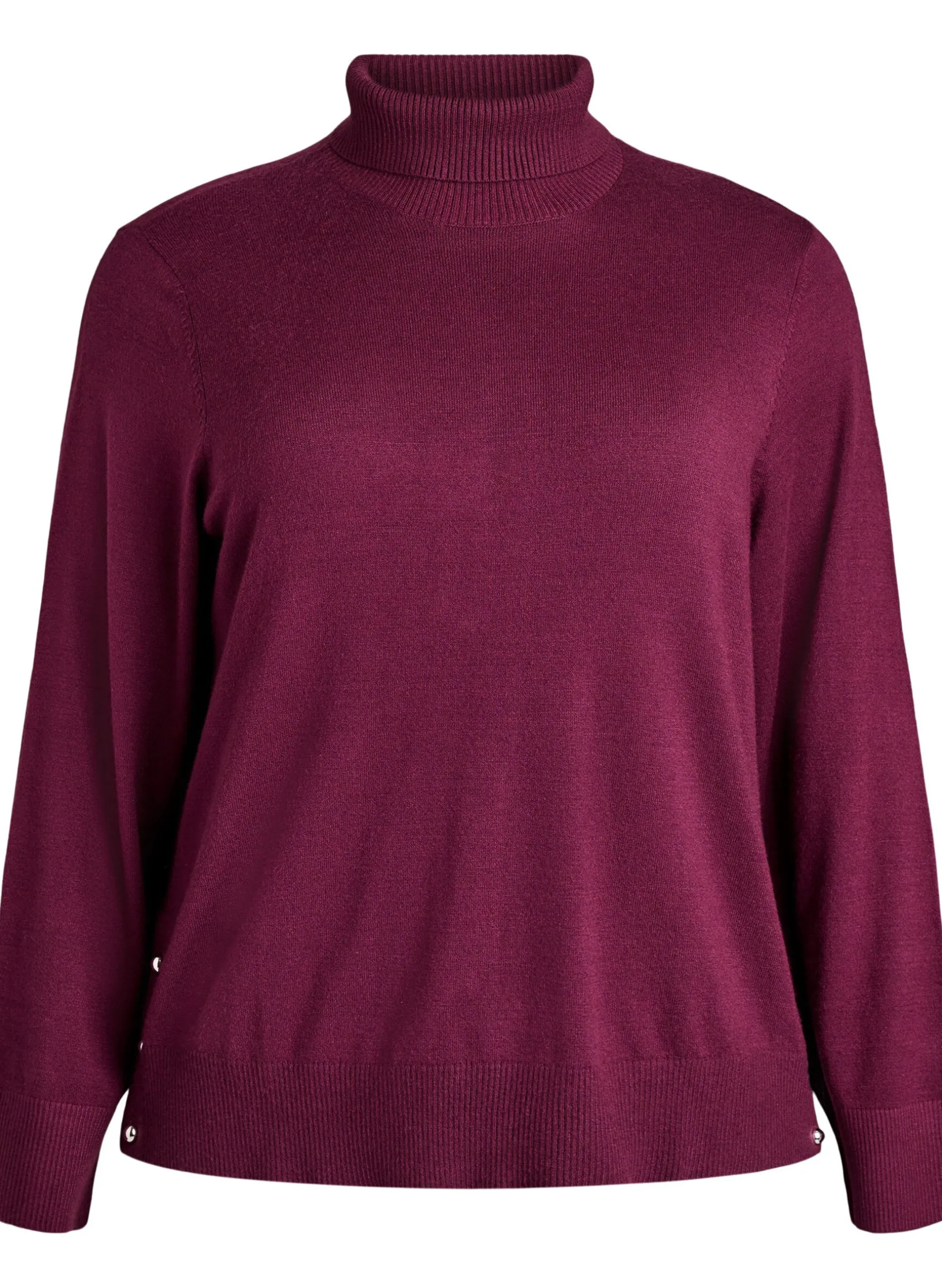 Strickbluse mit Rollkragen und seitlichen Knöpfen
