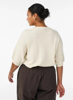Strickbluse mit Strukturmuster und kurzen Ärmeln