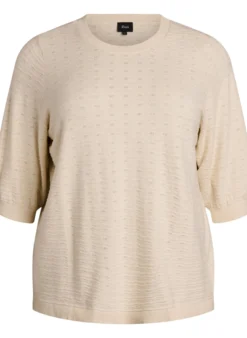 Strickbluse mit Strukturmuster und kurzen Ärmeln