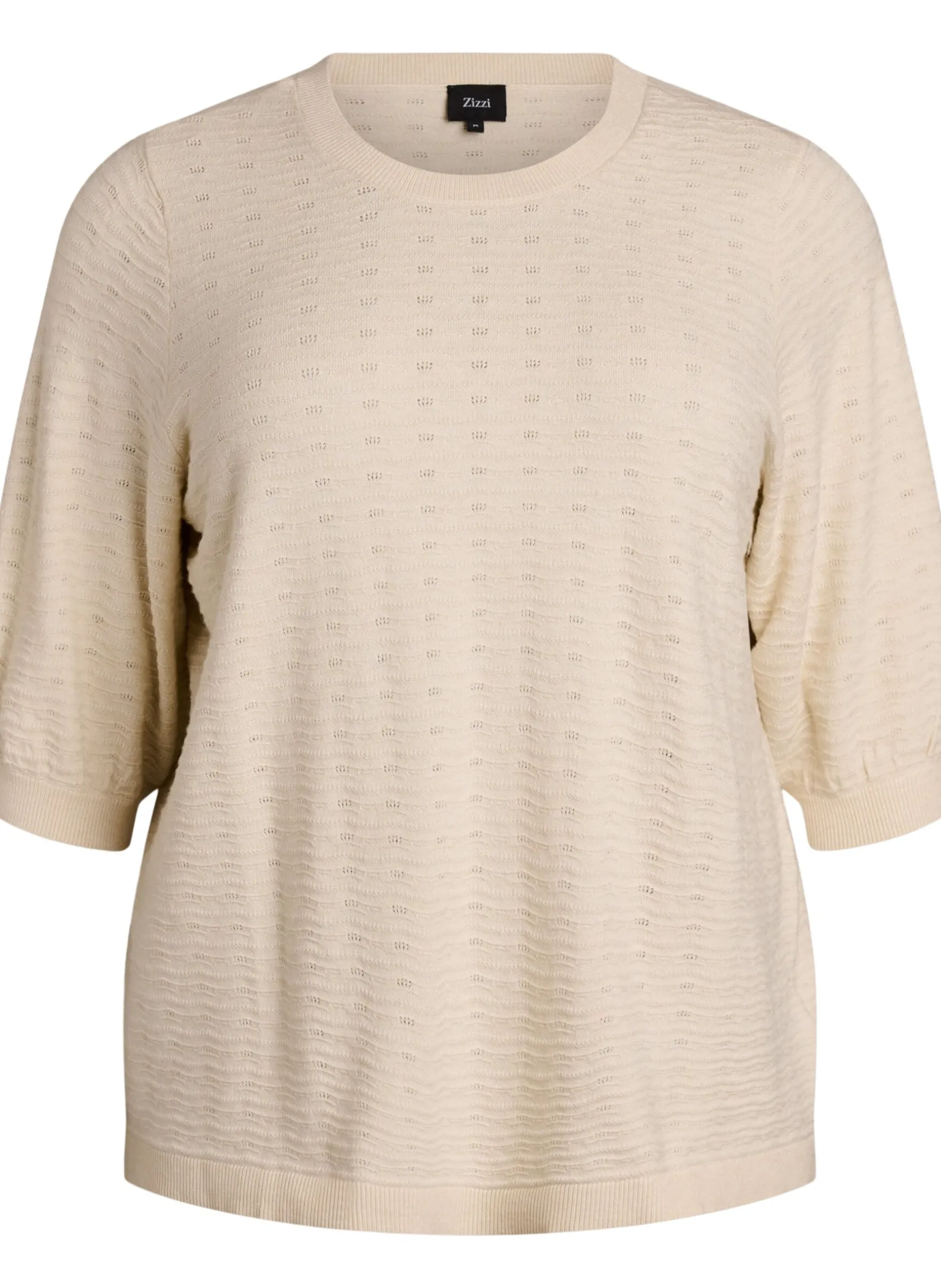 Strickbluse mit Strukturmuster und kurzen Ärmeln