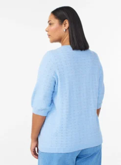 Strickbluse mit Strukturmuster und kurzen Ärmeln