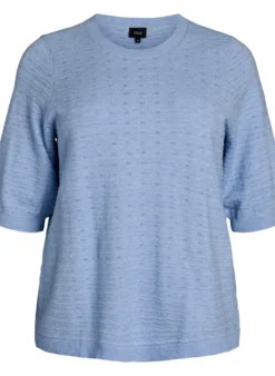 Strickbluse mit Strukturmuster und kurzen Ärmeln