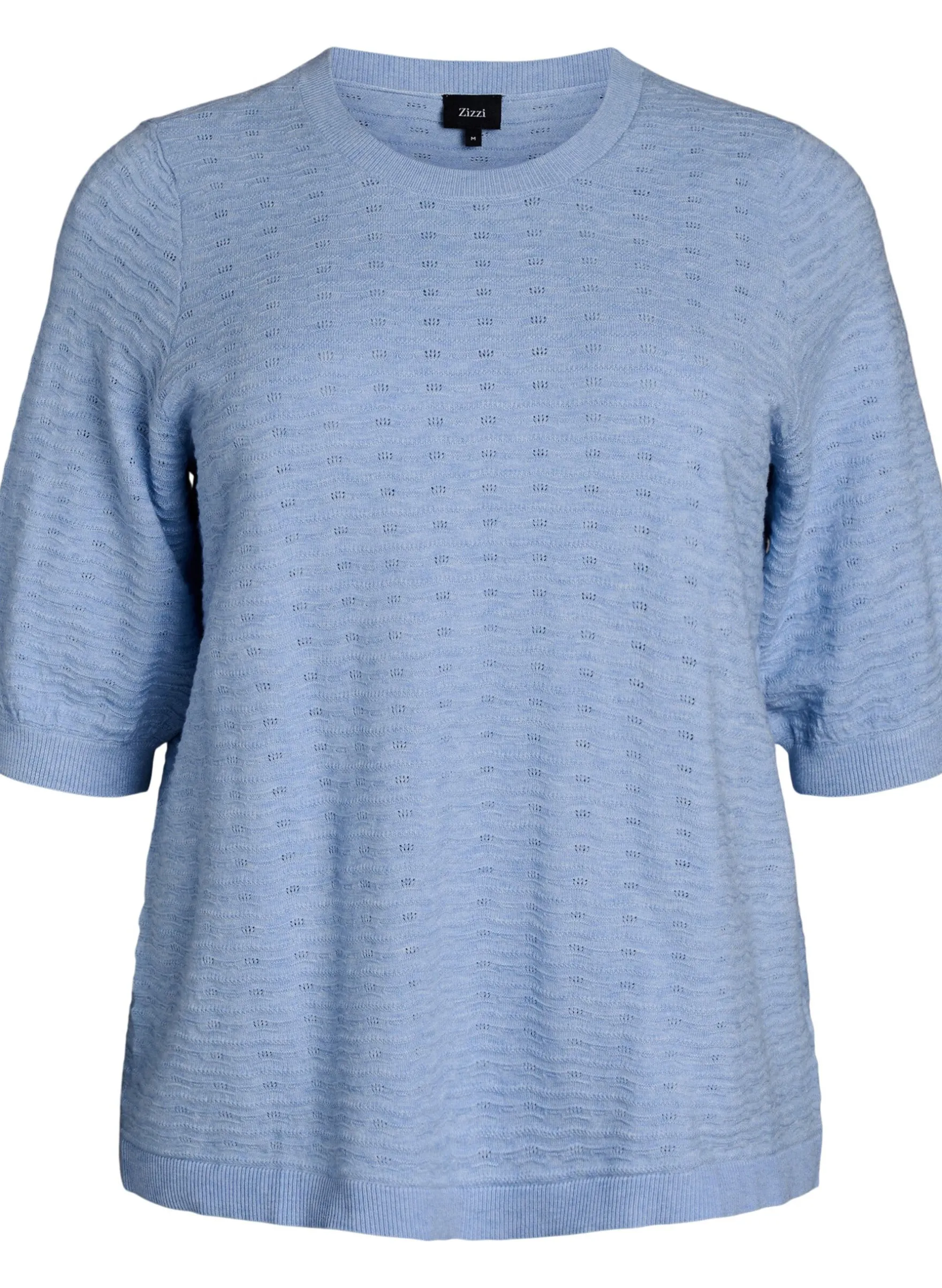 Strickbluse mit Strukturmuster und kurzen Ärmeln