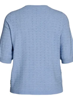 Strickbluse mit Strukturmuster und kurzen Ärmeln
