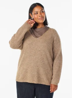 Strickbluse mit V-Ausschnitt und Raglanärmeln