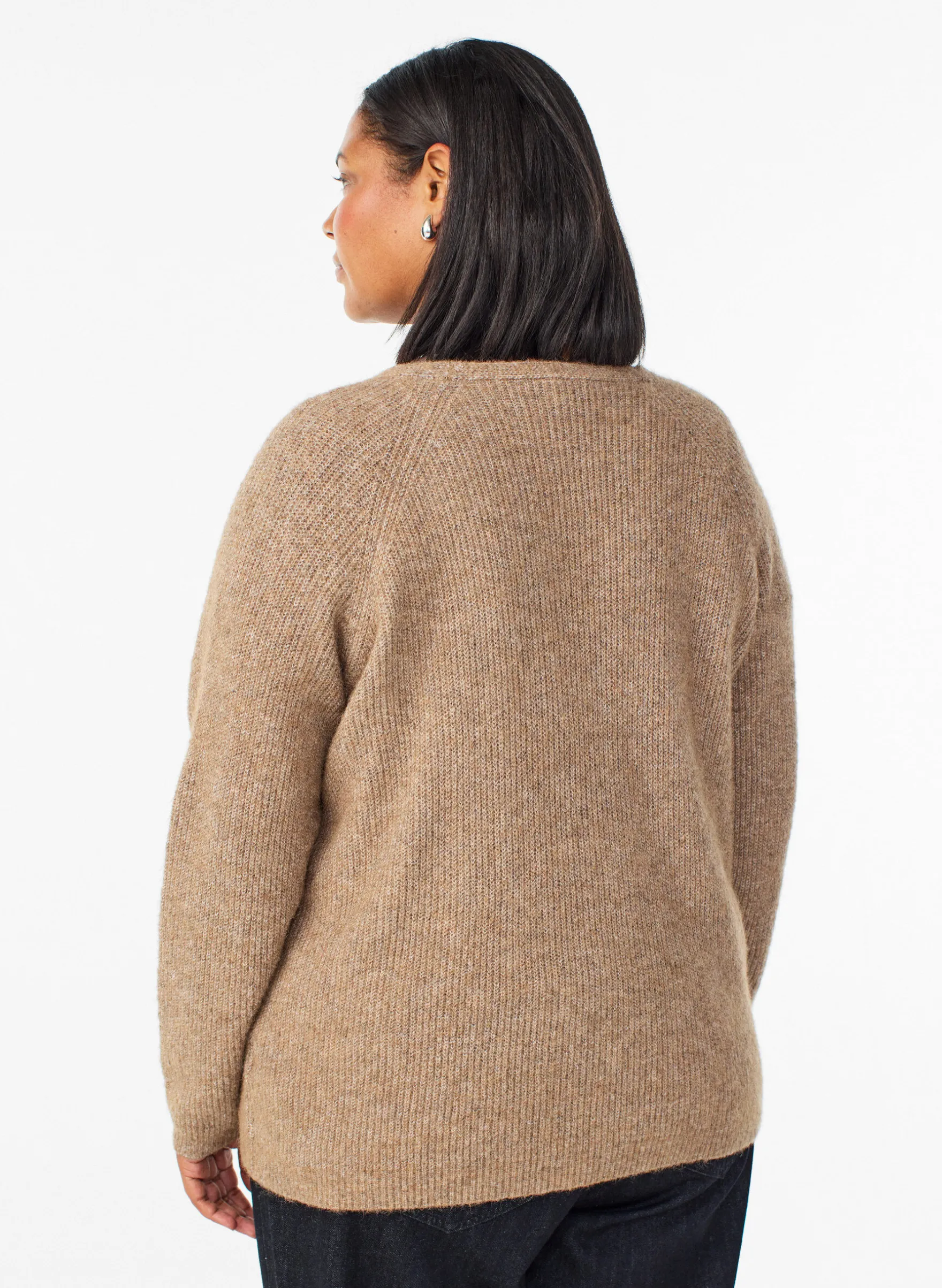 Strickbluse mit V-Ausschnitt und Raglanärmeln