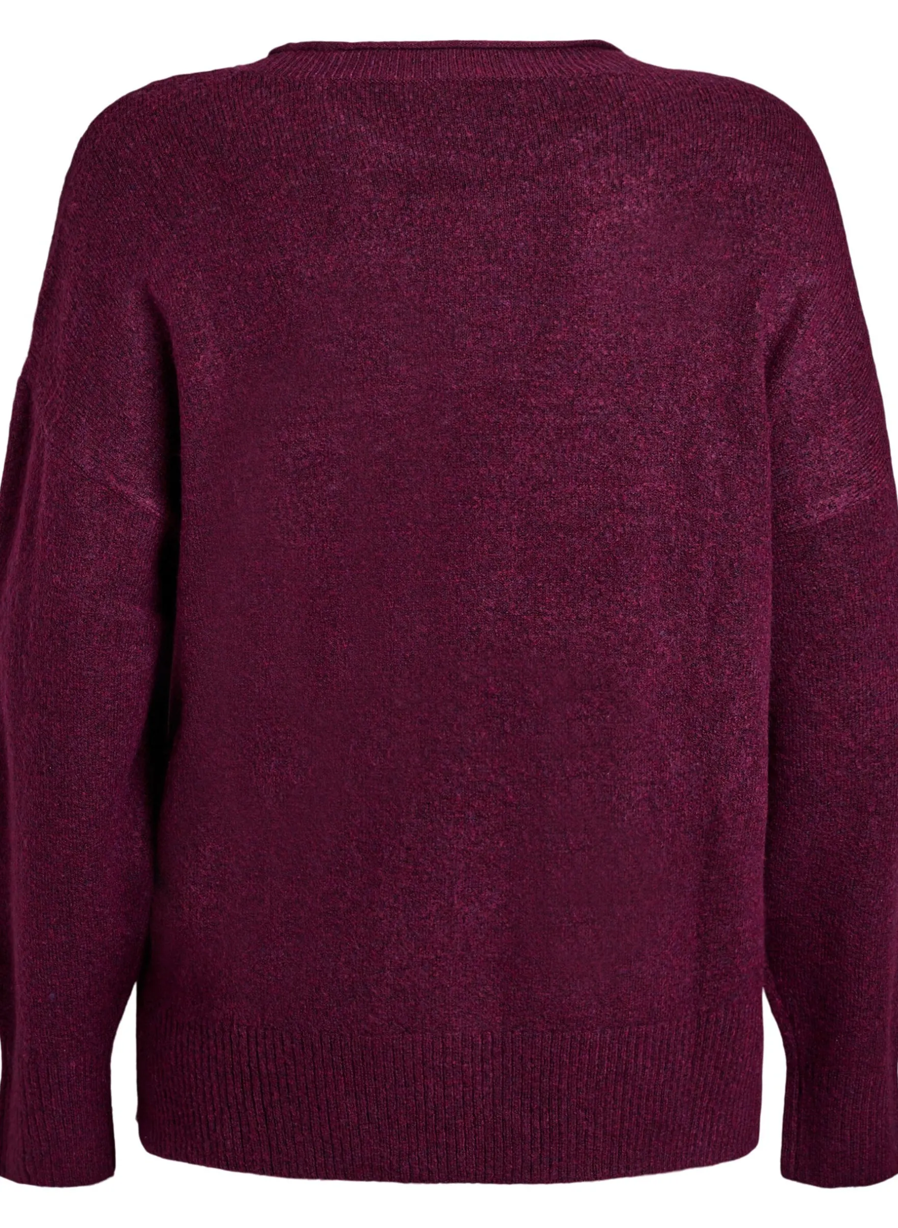 Strickbluse mit V-förmigem Rippenmuster und Schlitzen