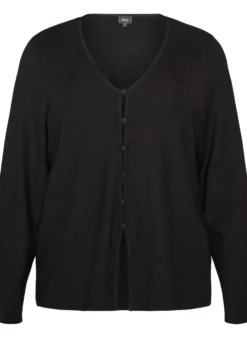 Strickjacke aus Feinstrick mit stoffbezogenen Knöpfen