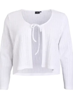 Strickjacke aus Jersey mit Struktur und Bindedetail vorne