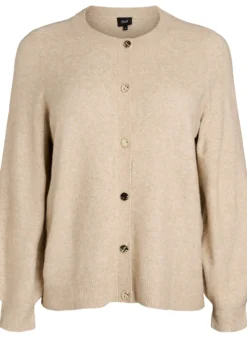 Strickjacke aus weichem Strick mit goldfarbenen Knöpfen