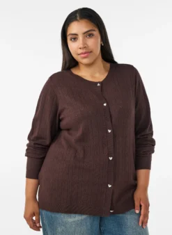 Strickjacke mit Herz-Lochstickerei
