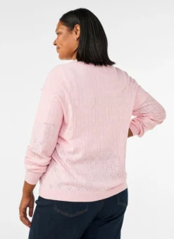 Strickjacke mit Herz-Lochstickerei