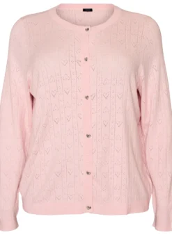 Strickjacke mit Herz-Lochstickerei
