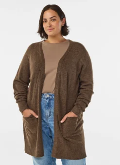 Strickjacke mit Rippenstrick und Taschen