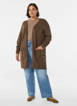Strickjacke mit Rippenstrick und Taschen