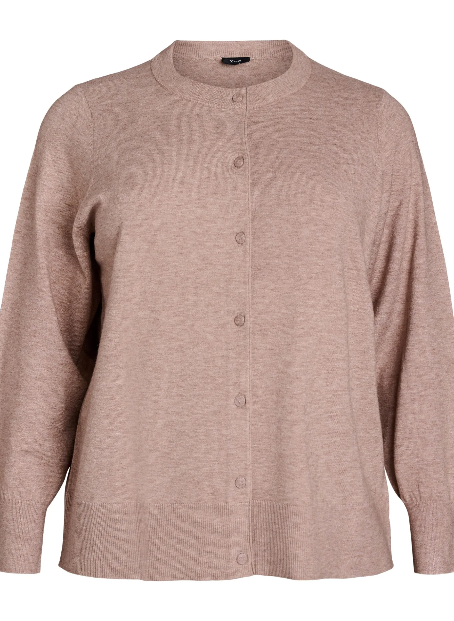 Strickjacke mit Rundhalsausschnitt und stoffbezogenen Knöpfen