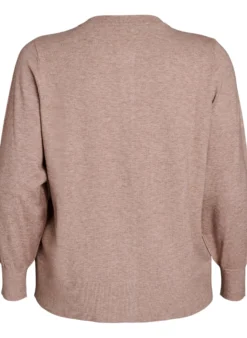 Strickjacke mit Rundhalsausschnitt und stoffbezogenen Knöpfen