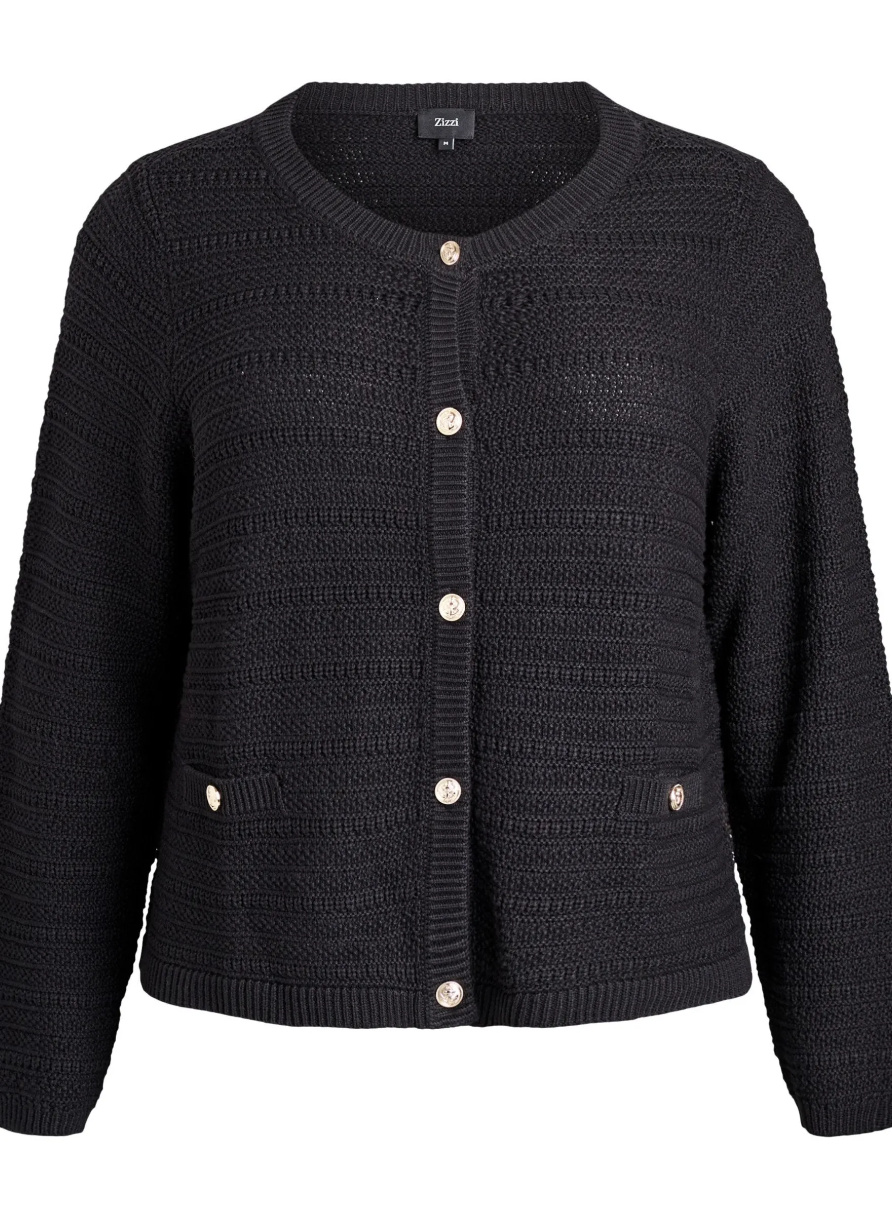 Strickjacke mit Strukturstrick und dekorativen Knöpfen