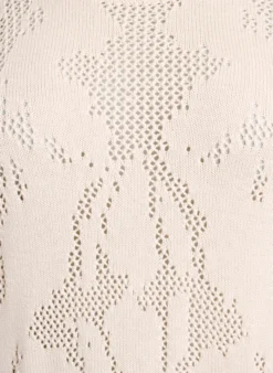 Strickkleid mit Ajourmuster und 3/4-Ärmeln