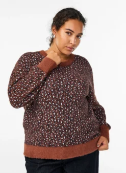 Strickpullover mit Animalprint und flauschigem Finish