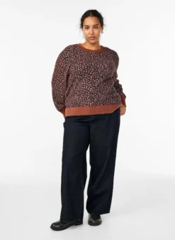 Strickpullover mit Animalprint und flauschigem Finish