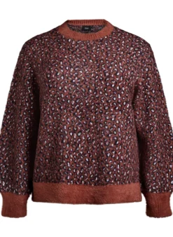 Strickpullover mit Animalprint und flauschigem Finish