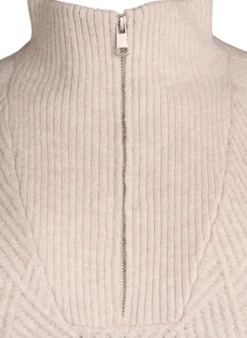 Strickpullover mit hohem Kragen und Harlekinmuster