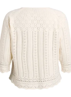 Stricktop mit Lochstickerei und 3/4-Ärmeln