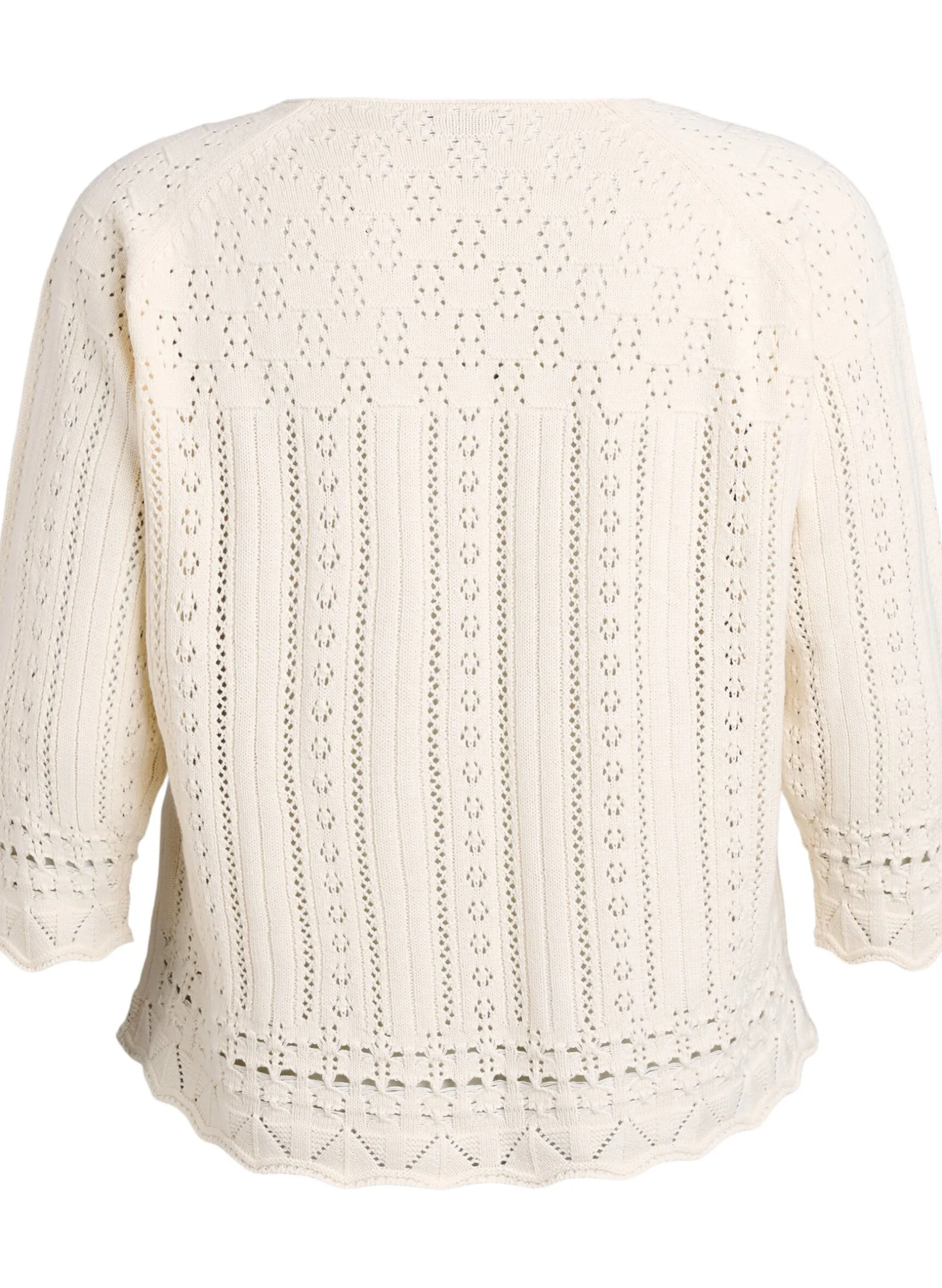 Stricktop mit Lochstickerei und 3/4-Ärmeln
