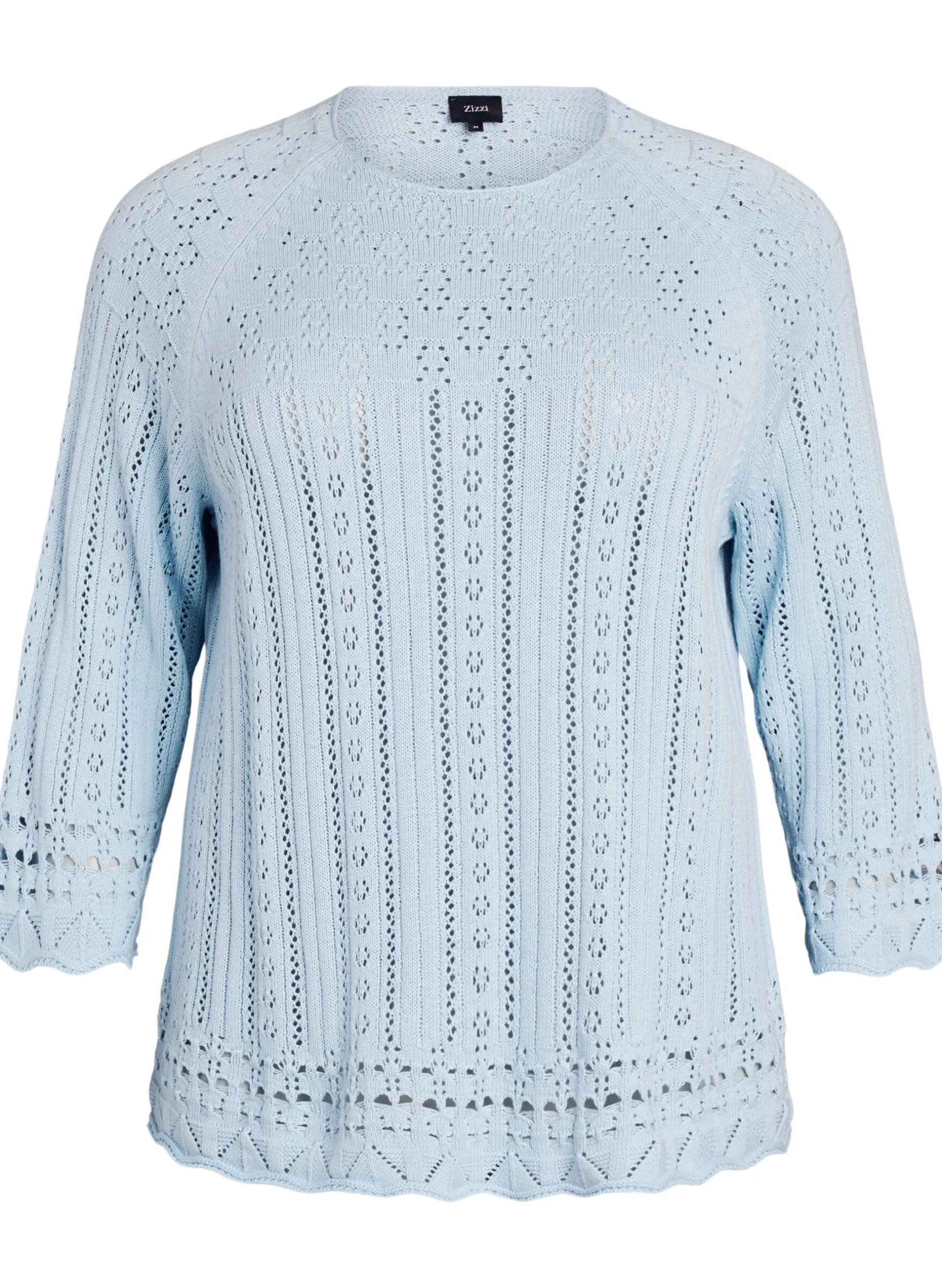 Stricktop mit Lochstickerei und 3/4-Ärmeln