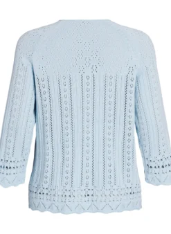 Stricktop mit Lochstickerei und 3/4-Ärmeln