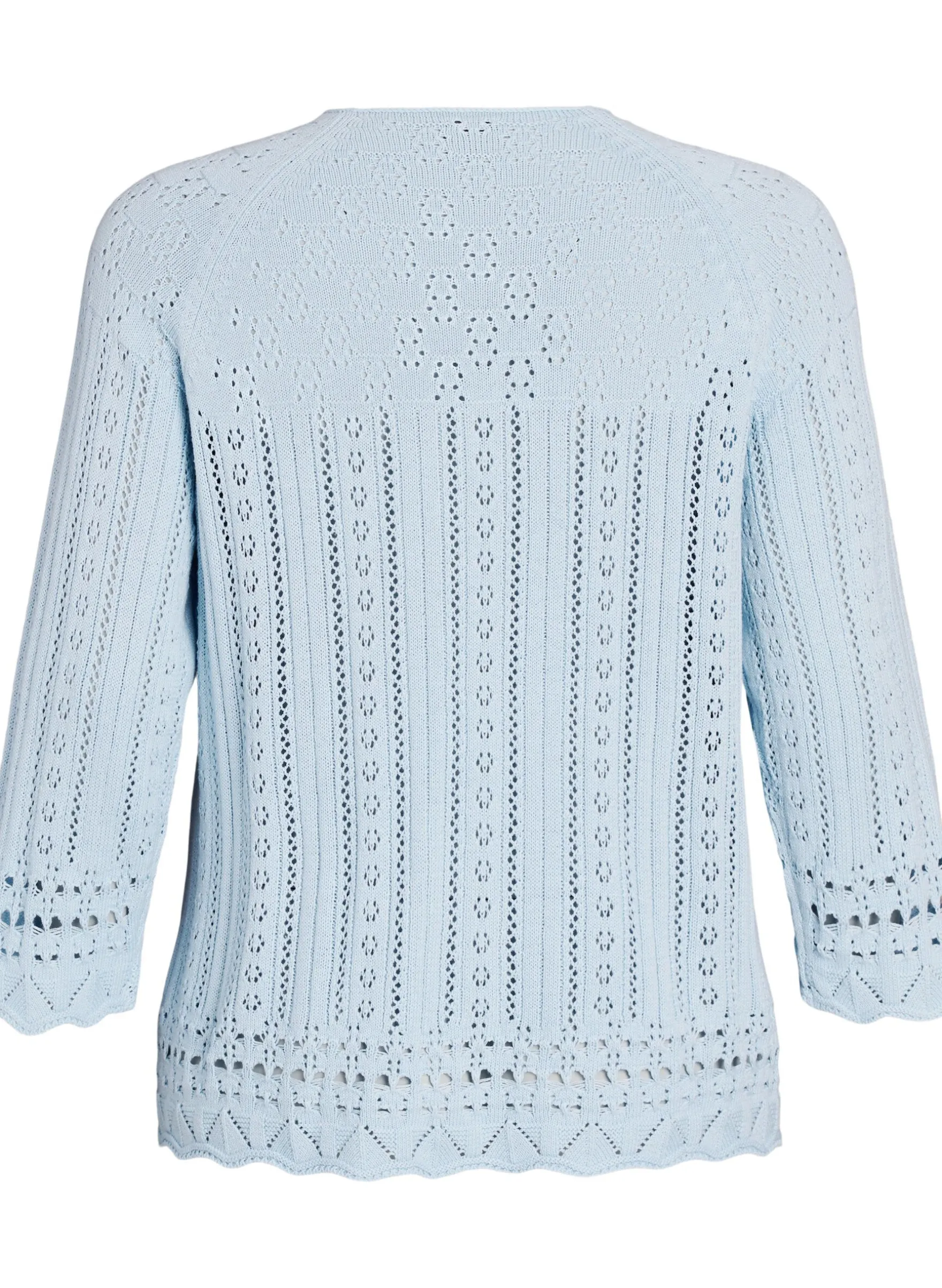 Stricktop mit Lochstickerei und 3/4-Ärmeln
